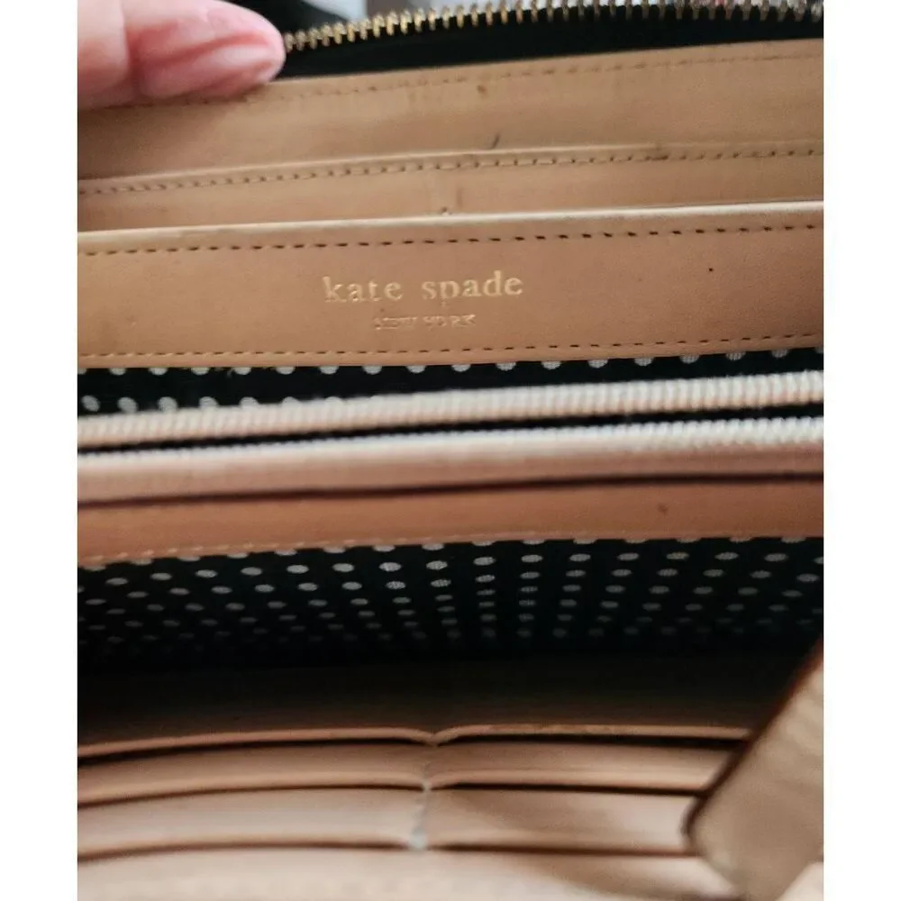 Kate Spade Black Patent Leather Accordion Zip-Around Wallet